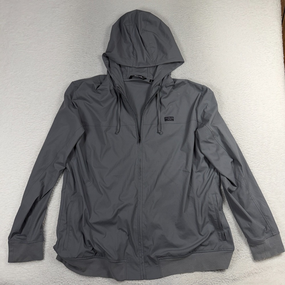Travis Mathew Full Zip Windbreaker Mens 3XL Grey Hooded Golf Jacket Stretch